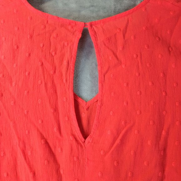 Dainty Hooligan Womens Tie Front Eyelit Top M Red Ruffle Sleeve Keyhole Romantic - Picture 8 of 10